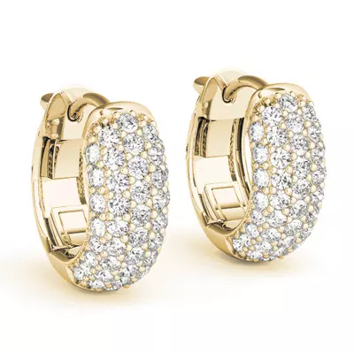 Five Row Diamond Pavé Huggie Earrings